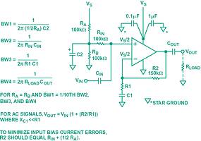 Figure 2. A decoupled single-supply op-amp biasing circuit